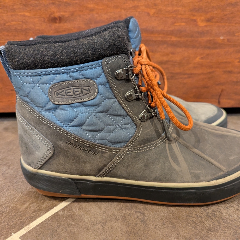 Keen Women's Gray and Blue Quilted Waterproof Boots